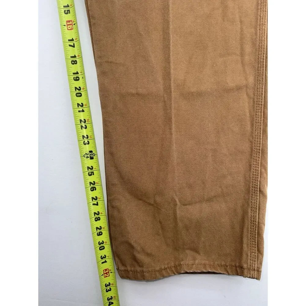 Dickies Carpenter Work Pants Mens 46x32 Brown Utility Hammer Loop